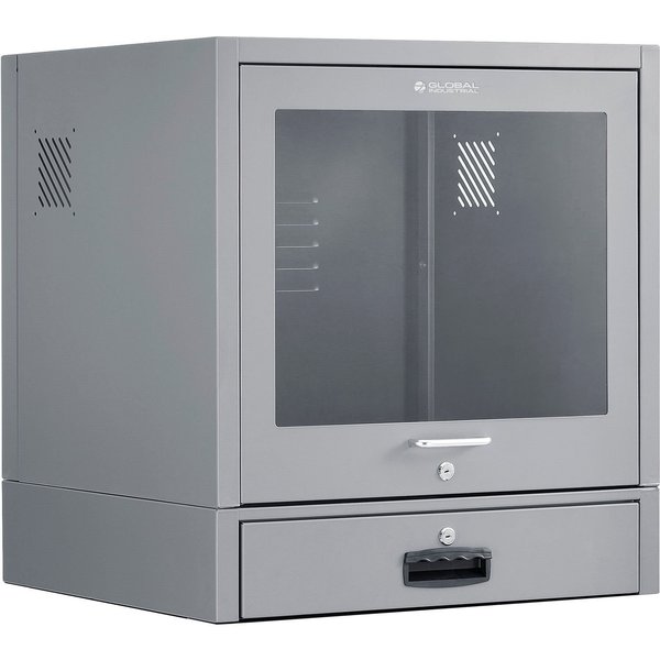 Global Industrial Countertop CRT Computer Cabinet, Dark Gray 607294DG